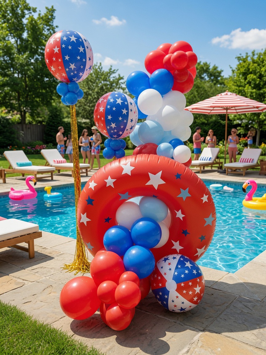 Poolside patriotic balloons