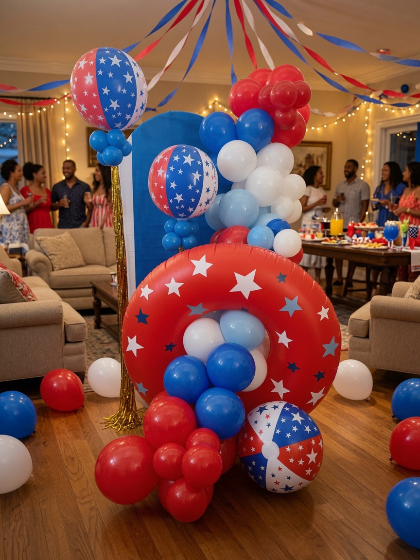 Indoor patriotic balloon decor